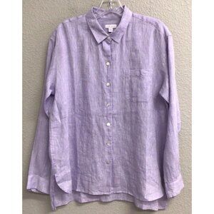 J.Jill Love Linen Long Sleeve Button Up Blouse Top Size Small Lavender